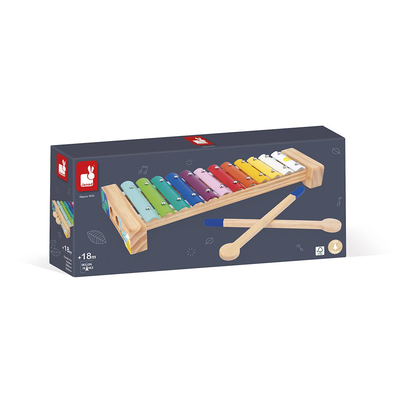 Xylophone en bois FSC, gioia multicolore