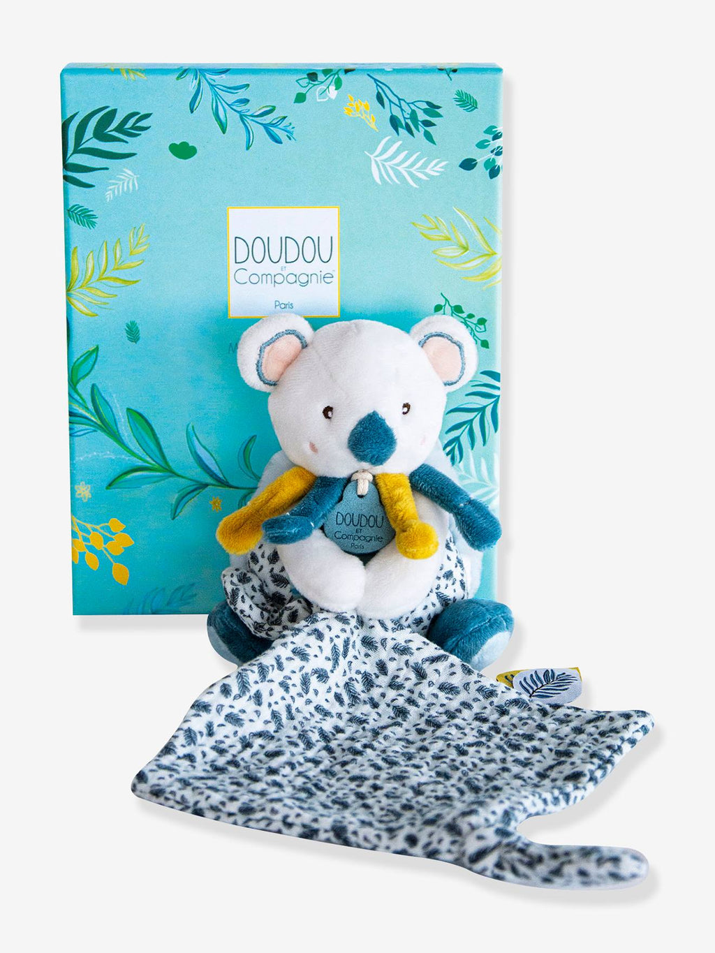 Yoca le koala - pantin avec doudou 15cm bleu