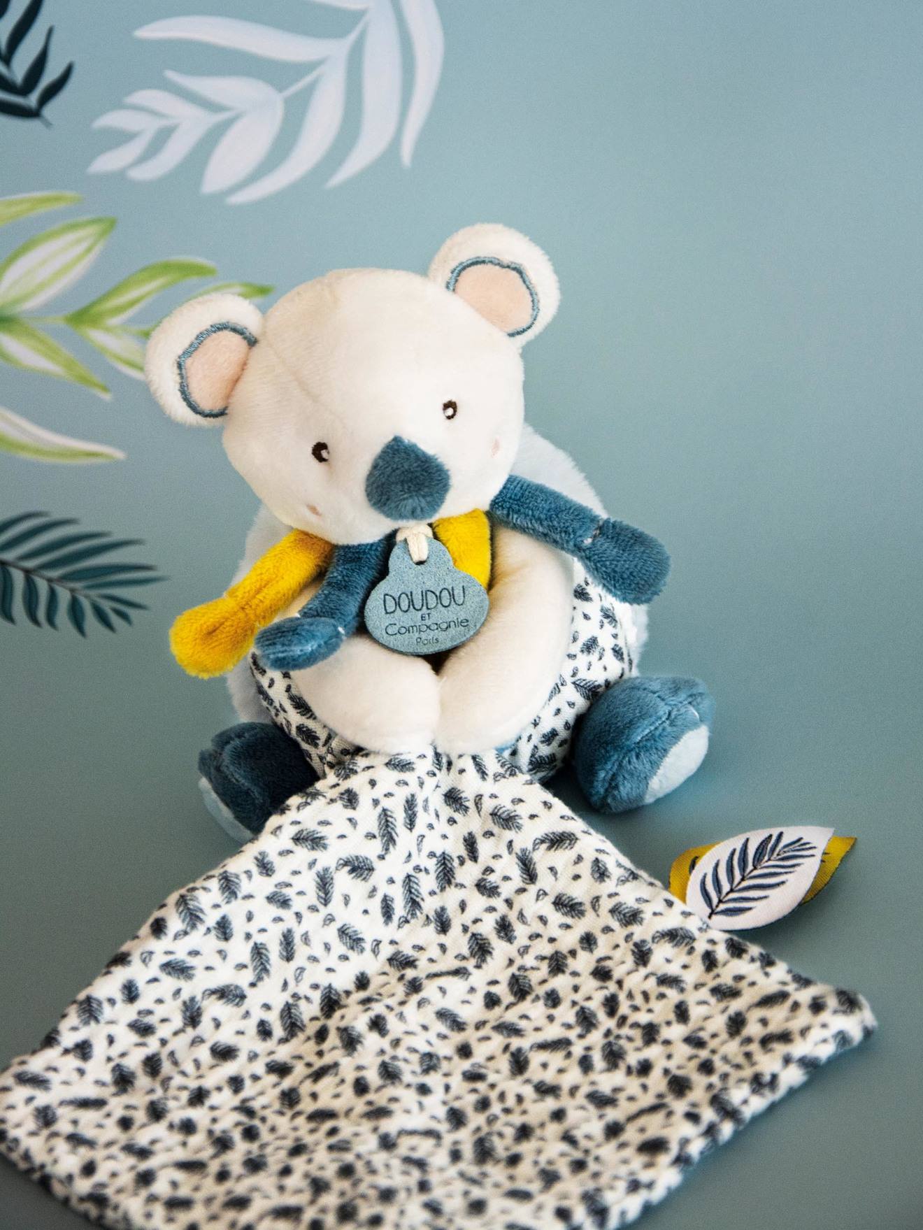 Yoca le koala - pantin avec doudou 15cm bleu